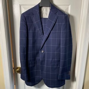 SuitSupply Lazio Navy Window Pane Suit 40R